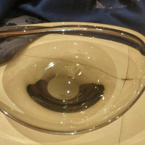 Vintage Mid-century modern free form Smoke glass bowl Denmark